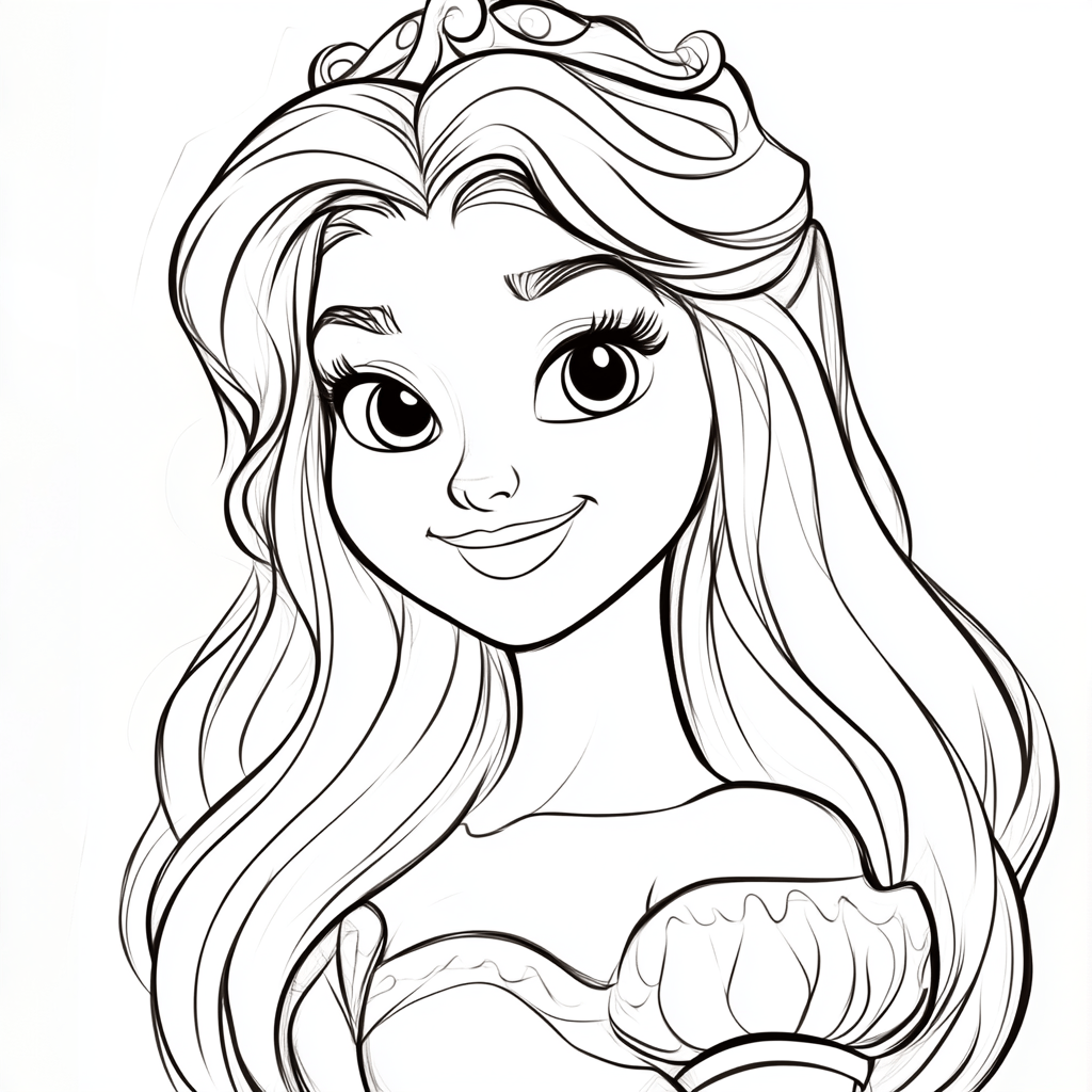 Disney Style Prinzessin zum Ausmalen